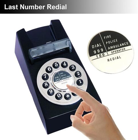Landline Phones for Home, Corded Wall Phone, Retro House Phone for Seniors, Basic Trimline Corded Phone, No AC Power Required, Wall-Mountable Telephone (Black) in Saudi Arabia