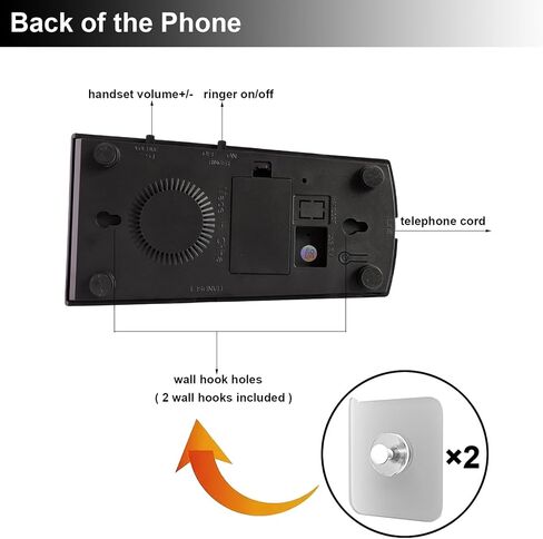 Landline Phones for Home, Corded Wall Phone, Retro House Phone for Seniors, Basic Trimline Corded Phone, No AC Power Required, Wall-Mountable Telephone (Black) in Saudi Arabia