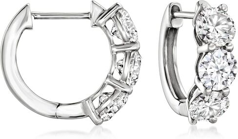 روس سيمونز 2.00 ط م. t.w. Lab-Grown Diamond Huggie Hoop أقراط من الذهب الأبيض عيار 14 قيراطًا in Saudi Arabia