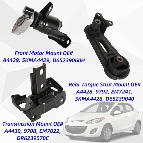 3PCS Engine Motor Mount Compatible with Mazda 2 2011-2014 1.5L L4 Petrol Automatic Transmission OE# A4429 A4428 A4430 D65239060H D65239040 DR6239070C in Saudi Arabia