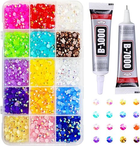 5mm Rainbow Rhinestones for Crafting, 15 Multicolor Flatback Jelly Rhinestones, Resin Colorful Rhinestones Bulk for Nail Shoes Clothes with Precision Tip Clear b7000 Glue in Saudi Arabia