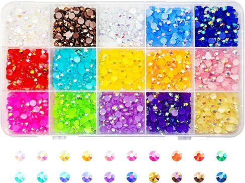 5mm Rainbow Rhinestones for Crafting, 15 Multicolor Flatback Jelly Rhinestones, Resin Colorful Rhinestones Bulk for Nail Shoes Clothes with Precision Tip Clear b7000 Glue in Saudi Arabia
