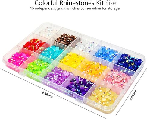 5mm Rainbow Rhinestones for Crafting, 15 Multicolor Flatback Jelly Rhinestones, Resin Colorful Rhinestones Bulk for Nail Shoes Clothes with Precision Tip Clear b7000 Glue in Saudi Arabia