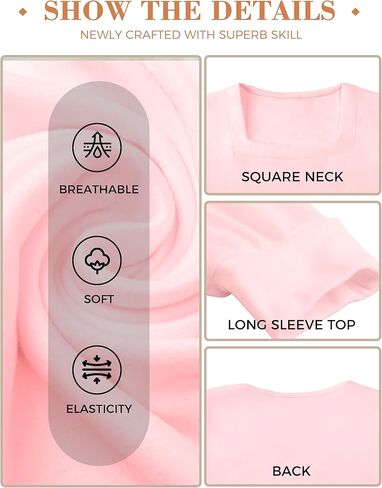 AURUZA Women's Long Sleeve Tops Blouses Fall Casual Loose Shirts Dressy Pleated Square Neck Tunic Tops for Women 2023 in Kuwait