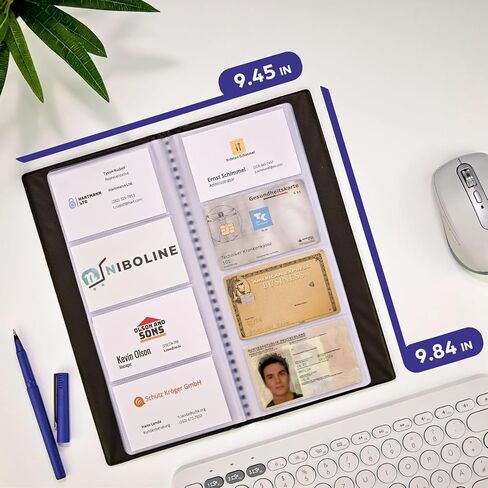 حامل بطاقات العمل - يحمل 480 بطاقة - منظم بطاقات العمل موفر للمساحة - حامل بطاقات كبير - أيضًا لبطاقات الائتمان - حامل بطاقات أسود in Kuwait