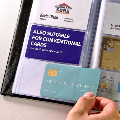 حامل بطاقات العمل - يحمل 480 بطاقة - منظم بطاقات العمل موفر للمساحة - حامل بطاقات كبير - أيضًا لبطاقات الائتمان - حامل بطاقات أسود in Kuwait