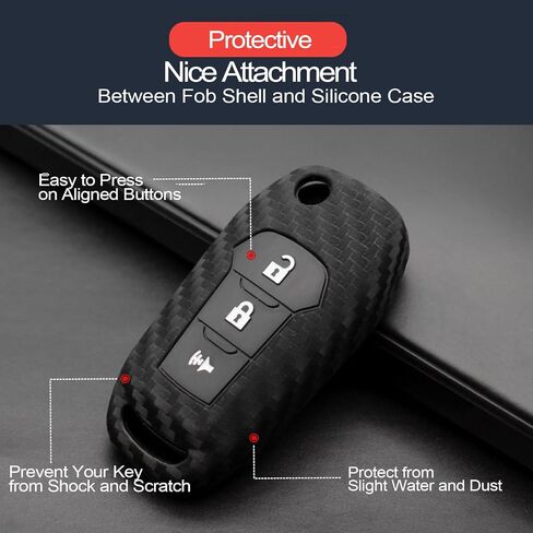 INFIPAR قطعتان متوافقتان مع 3 أزرار 2022 2021 2020 Ford Explorer Ranger F-150 F-250 F-350 F-450 F-550 Super Duty EcoSport من ألياف الكربون تبدو وكأنها غطاء حماية من السيليكون بدون مفتاح عن بعد in Kuwait