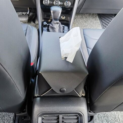 Car Tissue Holder for 120 Standard Tissue, Viaviat Leather Tissues Box Cover for Car Backseat, Rectangle Napkin Organizer Extra Large Tissue Box Storage Daily Use Fits Regular Size Tissues (Black) in Saudi Arabia