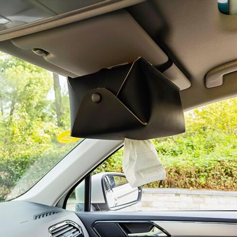 Car Tissue Holder for 120 Standard Tissue, Viaviat Leather Tissues Box Cover for Car Backseat, Rectangle Napkin Organizer Extra Large Tissue Box Storage Daily Use Fits Regular Size Tissues (Black) in Saudi Arabia