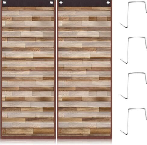 Ctosree 2 Pcs Wood Grain Daily Schedule Pocket Chart 14 Pocket Chart with 4 Hanging Hooks Toddler Schedule Chart Daily Schedule for Kids Preschool Teacher Supplies Pocket Chart for Classroom Office in Saudi Arabia