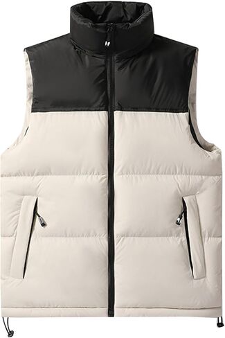 Flygo Mens Puffer Vest Lightweight Winter Outdoor Vests Warm Stand Collar Zip Sleeveless Jacket Outerwear in Kuwait