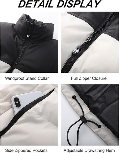Flygo Mens Puffer Vest Lightweight Winter Outdoor Vests Warm Stand Collar Zip Sleeveless Jacket Outerwear in Kuwait