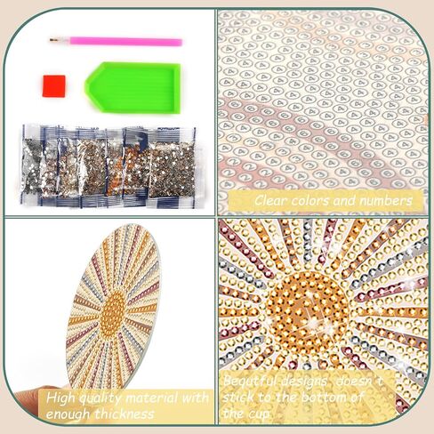 8 Pcs Leaves Diamond Coasters Painting Coasters with Holder, DIY Leave Boho Diamond Art Coasters for Adults Kids Beginners, Diamond Art Painting Kits Accessories Art Craft Supplies in Saudi Arabia