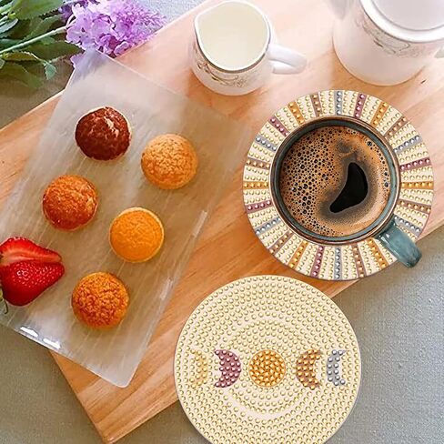 8 Pcs Leaves Diamond Coasters Painting Coasters with Holder, DIY Leave Boho Diamond Art Coasters for Adults Kids Beginners, Diamond Art Painting Kits Accessories Art Craft Supplies in Saudi Arabia
