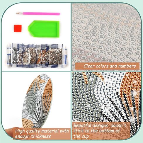 8 Pcs Leaves Diamond Coasters Painting Coasters with Holder, DIY Leave Boho Diamond Art Coasters for Adults Kids Beginners, Diamond Art Painting Kits Accessories Art Craft Supplies in Saudi Arabia