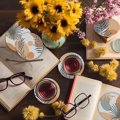 8 Pcs Leaves Diamond Coasters Painting Coasters with Holder, DIY Leave Boho Diamond Art Coasters for Adults Kids Beginners, Diamond Art Painting Kits Accessories Art Craft Supplies in Saudi Arabia