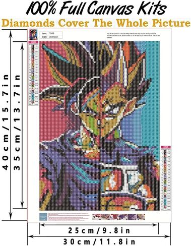 Vexflire أنيمي مجموعات الرسم الماس للبالغين، 5D مجموعات الفن الماس، DIY اليابانية أنيمي الماس الفن اللوحة جوهرة الفن لهدايا ديكور الحائط المنزل 12 × 16 بوصة in Saudi Arabia