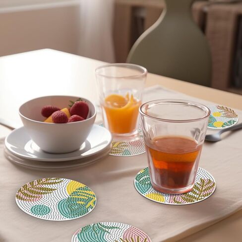 8 Pcs Leaves Diamond Coasters Painting Coasters with Holder, DIY Leave Boho Diamond Art Coasters for Adults Kids Beginners, Diamond Art Painting Kits Accessories Art Craft Supplies in Kuwait