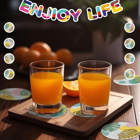 8 Pcs Leaves Diamond Coasters Painting Coasters with Holder, DIY Leave Boho Diamond Art Coasters for Adults Kids Beginners, Diamond Art Painting Kits Accessories Art Craft Supplies in Kuwait