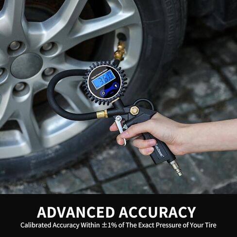 مقياس ضغط الإطارات الرقمي من AVID POWER، منفاخ الإطارات مع مقياس الضغط 200 رطل لكل بوصة مربعة، ظرف هواء شديد التحمل، وصلة توصيل سريعة لضاغط الهواء، دقيق للغاية، مقياس ضغط مع جهاز تفريغ الهواء in Kuwait