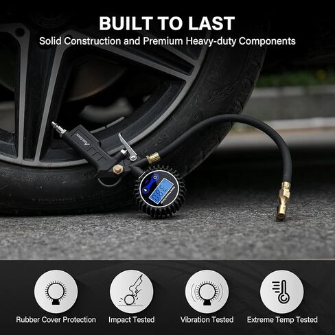 مقياس ضغط الإطارات الرقمي من AVID POWER، منفاخ الإطارات مع مقياس الضغط 200 رطل لكل بوصة مربعة، ظرف هواء شديد التحمل، وصلة توصيل سريعة لضاغط الهواء، دقيق للغاية، مقياس ضغط مع جهاز تفريغ الهواء in Kuwait