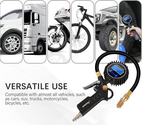 مقياس ضغط الإطارات الرقمي من AVID POWER، منفاخ الإطارات مع مقياس الضغط 200 رطل لكل بوصة مربعة، ظرف هواء شديد التحمل، وصلة توصيل سريعة لضاغط الهواء، دقيق للغاية، مقياس ضغط مع جهاز تفريغ الهواء in Kuwait