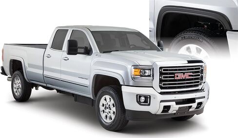 Bushwacker Extend-A-Fender مشاعل أمامية وخلفية ممتدة | طقم مكون من 4 قطع، أسود، لمسة نهائية ناعمة | 40966-02 | يناسب 2015-2019 جي إم سي سييرا 2500 HD، 3500 HD in Kuwait