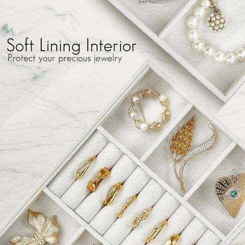 Vlando 4 Slot Necklace Jewelry Tray, Small Jewelry Organizer for Drawer, Stackable Jewelry Organizer Trays, Drawer Jewelry Organizer, Soft Lining DIY Combinations Tray - Grey in Kuwait