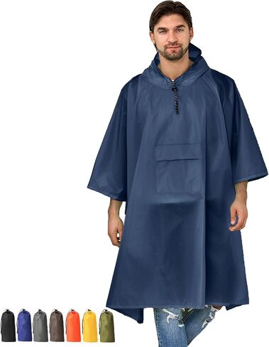 Rain poncho Adults Men Waterproof with Hood Lightweight Rain Jacket Women Rain Coats 3in1 Foldable Camping Essentials in Saudi Arabia