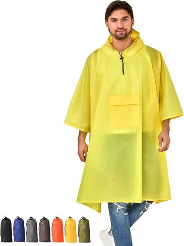 Rain poncho Adults Men Waterproof with Hood Lightweight Rain Jacket Women Rain Coats 3in1 Foldable Camping Essentials in Saudi Arabia