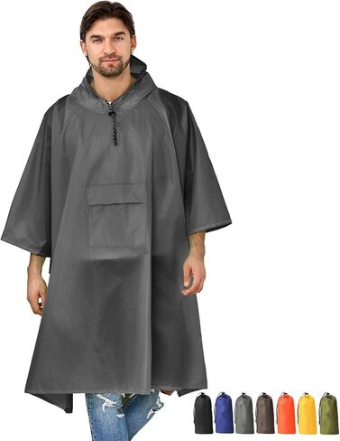 Rain poncho Adults Men Waterproof with Hood Lightweight Rain Jacket Women Rain Coats 3in1 Foldable Camping Essentials in Saudi Arabia