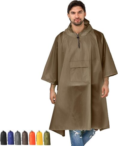 Rain poncho Adults Men Waterproof with Hood Lightweight Rain Jacket Women Rain Coats 3in1 Foldable Camping Essentials in Saudi Arabia