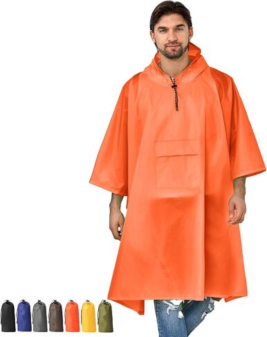 Rain poncho Adults Men Waterproof with Hood Lightweight Rain Jacket Women Rain Coats 3in1 Foldable Camping Essentials in Saudi Arabia