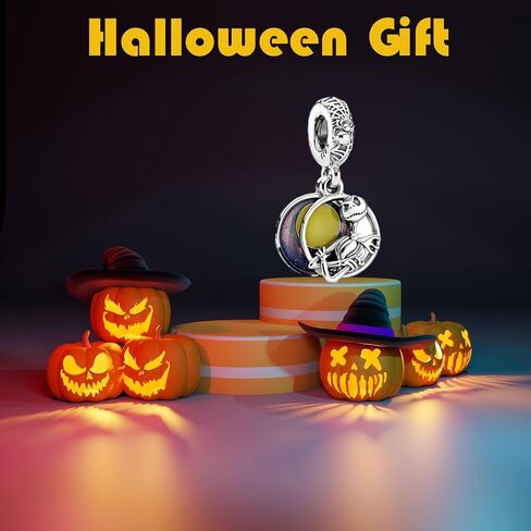 Halloween Charms Skull Jack-O-Lantern Compatible for Pandora Bracelets Charm Heart Jewellery Gift for Women in Saudi Arabia