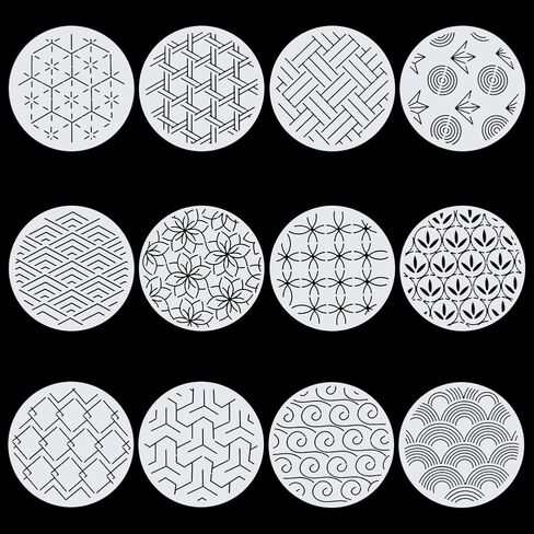 FREEBLOSS Sashiko Embroidery Stencils Sashiko Stencil Geometric Embroidery Patterns Stencils for Drawing Sashiko Template for Hand Quilting and Embroidery14x14cm in Kuwait