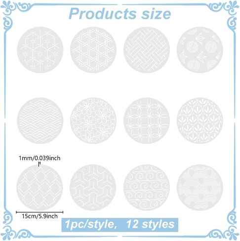 FREEBLOSS Sashiko Embroidery Stencils Sashiko Stencil Geometric Embroidery Patterns Stencils for Drawing Sashiko Template for Hand Quilting and Embroidery14x14cm in Kuwait