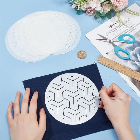 FREEBLOSS Sashiko Embroidery Stencils Sashiko Stencil Geometric Embroidery Patterns Stencils for Drawing Sashiko Template for Hand Quilting and Embroidery14x14cm in Kuwait