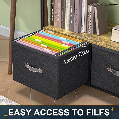 VECELO Mobile Lateral File Cabinet with 3 Open Storage Shelf, Ideal for Letter Size Folders, with Lockable Casters, Strong Steel Frame, Perfect for Office, Brown, Black in Saudi Arabia