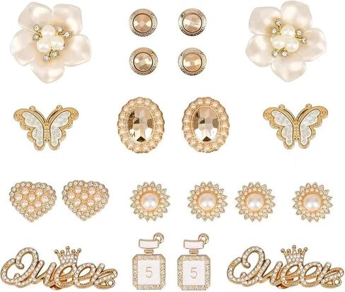 Pin Charms for Socks Fashion Crystal Rhinestone Shoes Charms Pearl Chain DIY Sandals Decoration for Women, Party Favors Birthday Gifts in Saudi Arabia