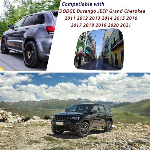 استبدال زجاج المرآة الجانبية للركاب لسيارة 2011-2021 DODGE Durango JEEP Grand Cherokee - لزجاج المرآة الجانبية DODGE Durango JEEP Grand Cherokee مع حامل خلفي وكشف البقع العمياء in Saudi Arabia