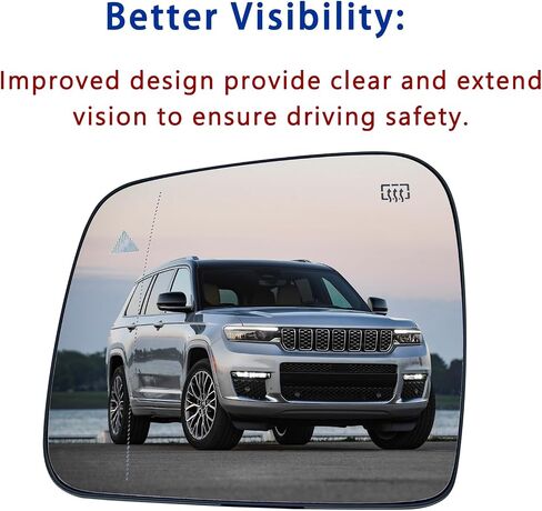 استبدال زجاج المرآة الجانبية للركاب لسيارة 2011-2021 DODGE Durango JEEP Grand Cherokee - لزجاج المرآة الجانبية DODGE Durango JEEP Grand Cherokee مع حامل خلفي وكشف البقع العمياء in Saudi Arabia