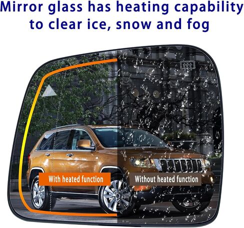 استبدال زجاج المرآة الجانبية للركاب لسيارة 2011-2021 DODGE Durango JEEP Grand Cherokee - لزجاج المرآة الجانبية DODGE Durango JEEP Grand Cherokee مع حامل خلفي وكشف البقع العمياء in Saudi Arabia