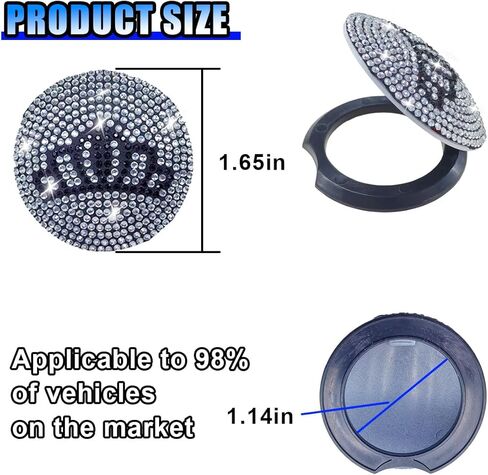 Bling Car Push to Button Cover, Rhinestone Ignition Button Protective Cap, Diamond Engine Start Button Stickers, Universal Car Interior Decor Accessories for Women Girls (Black) in Kuwait