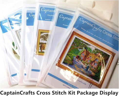 CaptainCrafts Cross Stitch Kits for Adults Sunflower Stamped Cross Sttich Printed 14CT Fabric Cross Stitching DIY Art DMC Needlecrafts Embroidery Kit for Adults (Preprinted 14CT, Sunflower) in Saudi Arabia