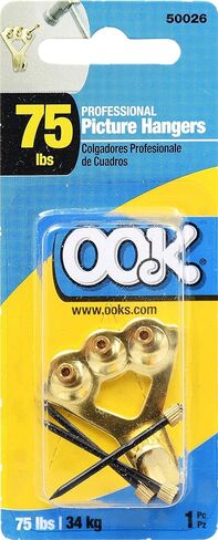 OOK 50674 Professional Picture Hangers, Reusable Art Hooks, Padded, Brass, 50lbs (10 Set) Gold in Kuwait