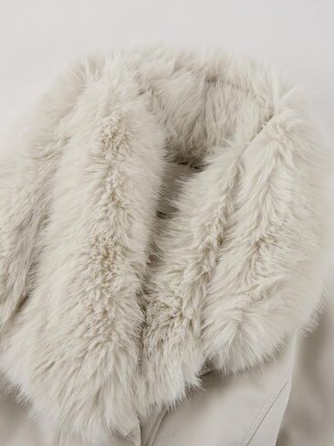 Giolshon Women Faux Leather Jacket Winter Long Sleeve Zip Warm Belt Coat with Fur Collar in Saudi Arabia