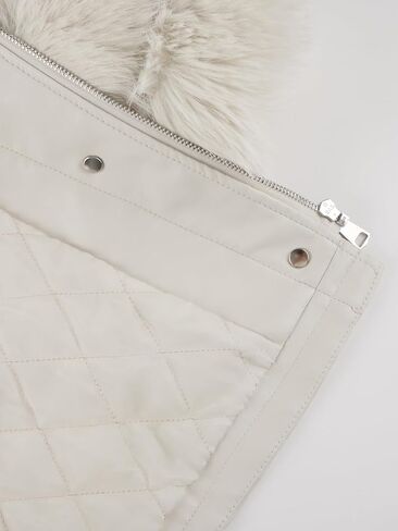 Giolshon Women Faux Leather Jacket Winter Long Sleeve Zip Warm Belt Coat with Fur Collar in Saudi Arabia