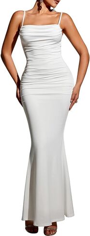 EYNMIN Women's Bodycon Maxi Dress Spaghetti Strap Sleeveless Elegant Long Formal Wedding Guest Dresses in Kuwait