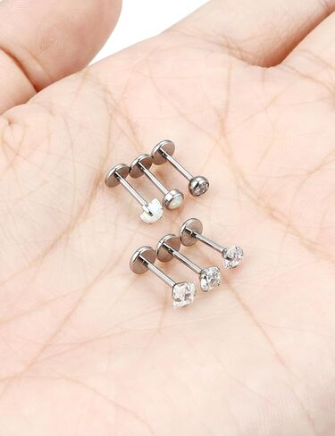 F136 Titanium Flat Back Screw on Nose Rings Earrings 20g 18g Stud for Men Women Cartilage Tragus Lip Labret Piercing Jewelry 6mm 8mm Hypoallergenic Internally Threaded in Saudi Arabia