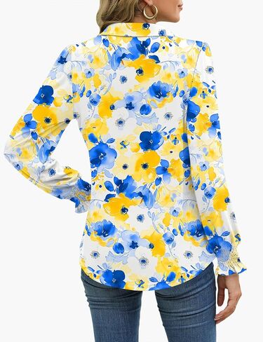 LUYAA Blouses for Women Dressy Casual Long Sleeve Loose Fit Tunic Tops V-Neck Collared Fall Shirts S-XXXL in Saudi Arabia
